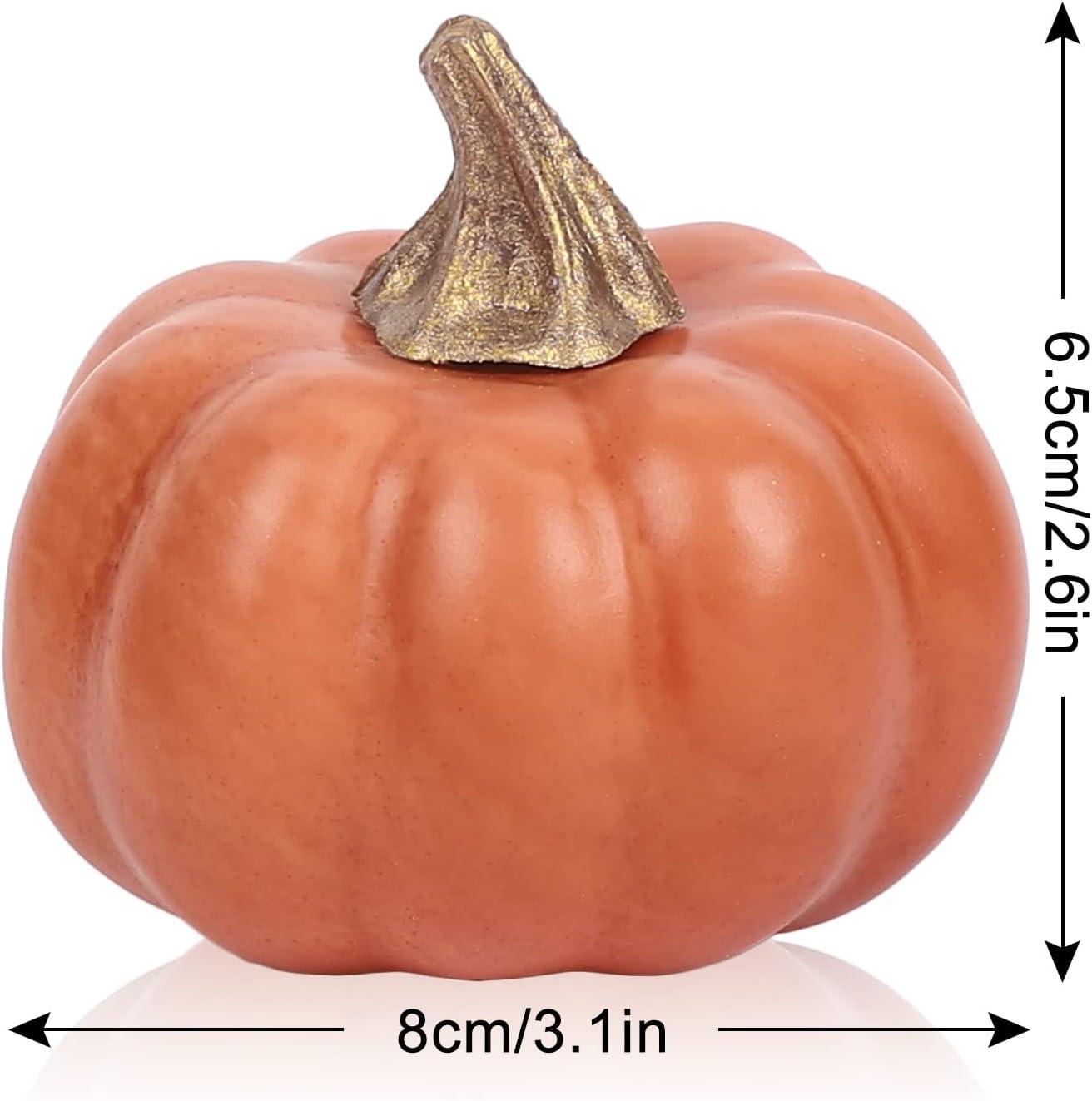 imageWhaline Artificial Pumpkins Bulk Vintage Green Fake Foam Lifelike Pumpkin for Fall Thanksgiving Halloween Home Party House Kitchen Wedding Decor12pcsCaramel