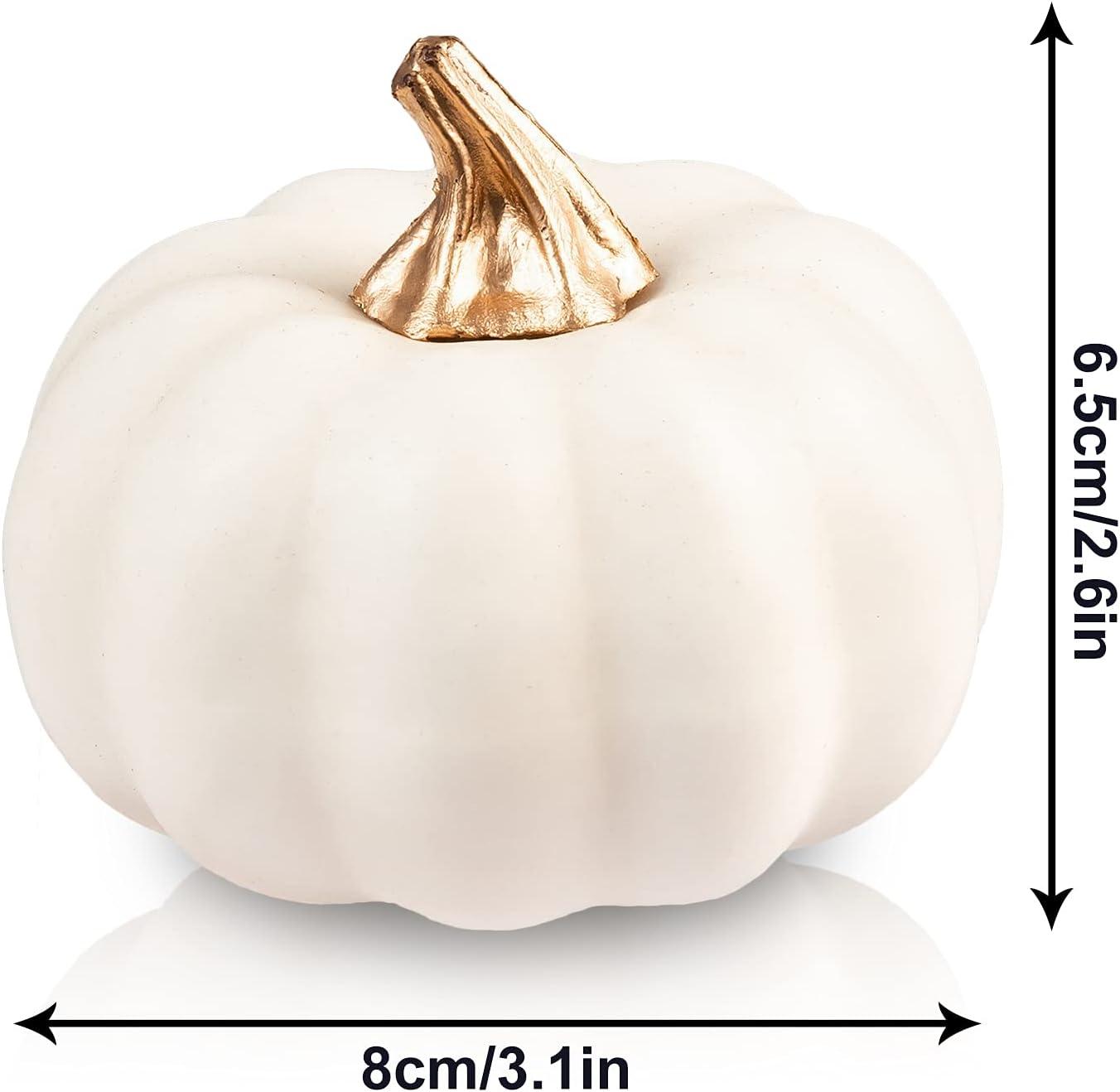 imageWhaline Artificial Pumpkins Bulk Vintage Green Fake Foam Lifelike Pumpkin for Fall Thanksgiving Halloween Home Party House Kitchen Wedding Decor12pcsWhite