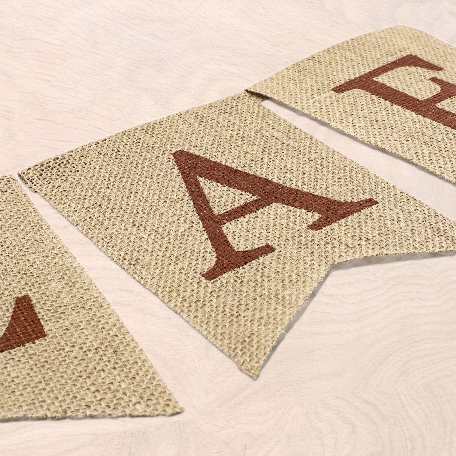 imageWhaline Happy Fall Pumpkin Burlap Banner Harvest Home Decor Bunting Flag Garland for Mantel Fireplace Thanksgiving Day Party DecorationBrown