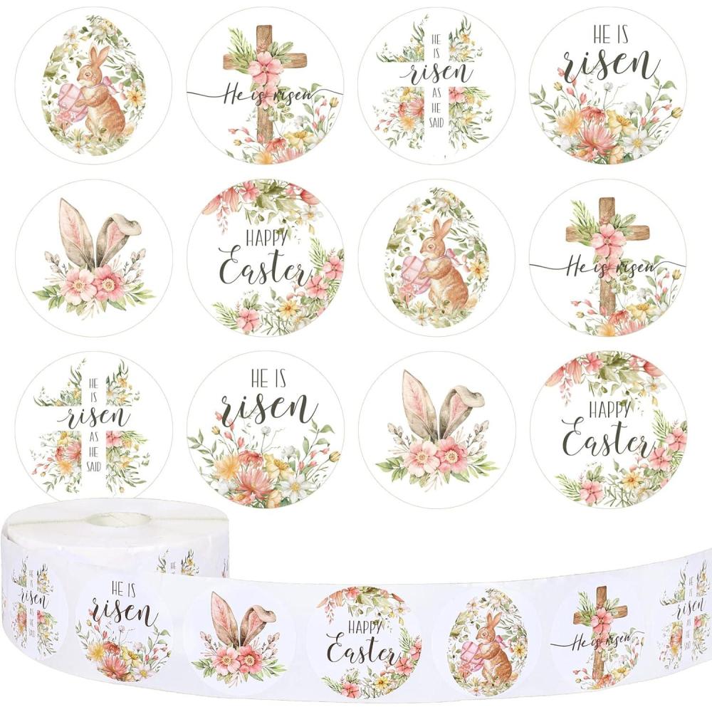 imageWhaline 1000Pcs Fall Thanksgiving Stickers Pumpkin Maple Leaf Autumn Round Stickers Sealing Labels for Thanksgiving Party Gift Supplies 8 DesignEaster