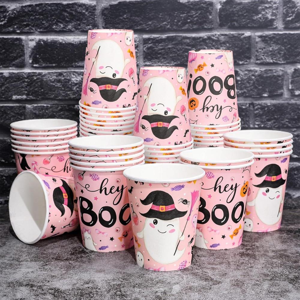 imageWhaline 50Pcs Hello Fall Paper Cups Maple Leaves Disposable Cups Bulk Autumn Thanksgiving Decorative Party Cups for Cold Hot Beverage Drinkware Table Decor Party Supplies 9 OzHalloween