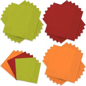Whaline 150 Pack Fall Color Orange Napkins 6.5 x 6.5 Inch 3 Colors Disposable Paper Napkins Orange Theme Fall Dinner Napkins for Autumn Thanksgiving Party Celebration Supplies Table Decorations(Fall Color)