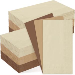 Whaline 150 Pack Fall Color Orange Napkins 6.5 x 6.5 Inch 3 Colors Disposable Paper Napkins Orange Theme Fall Dinner Napkins for Autumn Thanksgiving Party Celebration Supplies Table Decorations(Brown)