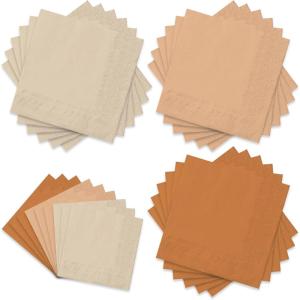 Whaline 150 Pack Fall Color Orange Napkins 6.5 x 6.5 Inch 3 Colors Disposable Paper Napkins Orange Theme Fall Dinner Napkins for Autumn Thanksgiving Party Celebration Supplies Table Decorations(Earth Tone)