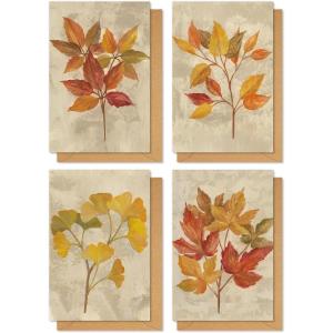 Whaline 32 Pack Fall Greeting Cards Retro Autumn Leaves Note Cards with Envelopes Stickers for Thanksgiving Harvest Wedding Birthday Baby Shower