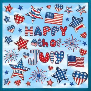 Whaline 9 Sheets Happy Fall Thanksgiving Window Clings Autumn Cute Cartoon Window Stickers Static Reusable Glass Decals for Harvest Party Home Classroom Office Decor Supplies(4th of July)