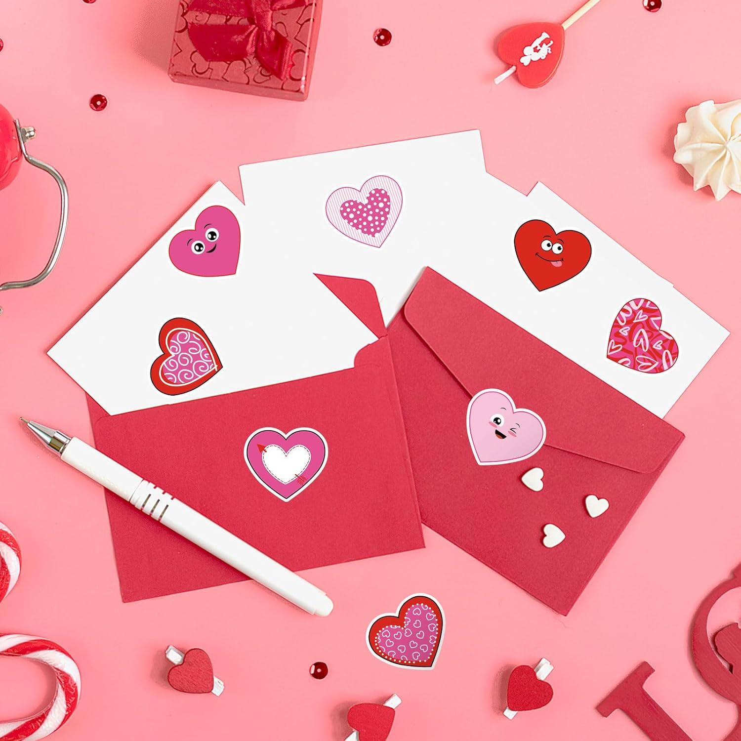 imageWhaline 1000Pcs Fall Pumpkins Stickers for Kids Thanksgiving Fall Cute Pumpkins Sticker with Funny Expressions Cartoon Pumpkin Shape Adhesive Stickers for Autumn Thanksgiving Party Supplies 8 DesignValentines Day Heart