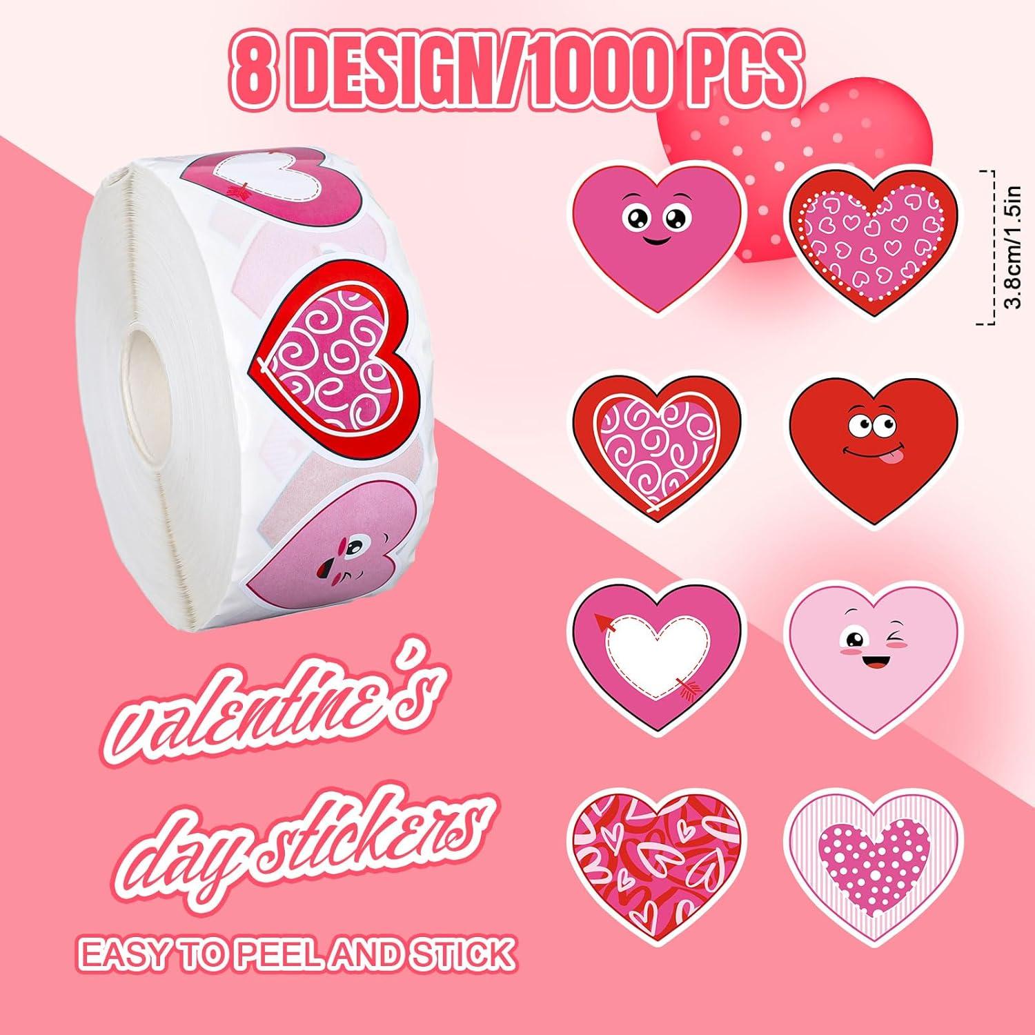 imageWhaline 1000Pcs Fall Pumpkins Stickers for Kids Thanksgiving Fall Cute Pumpkins Sticker with Funny Expressions Cartoon Pumpkin Shape Adhesive Stickers for Autumn Thanksgiving Party Supplies 8 DesignValentines Day Heart