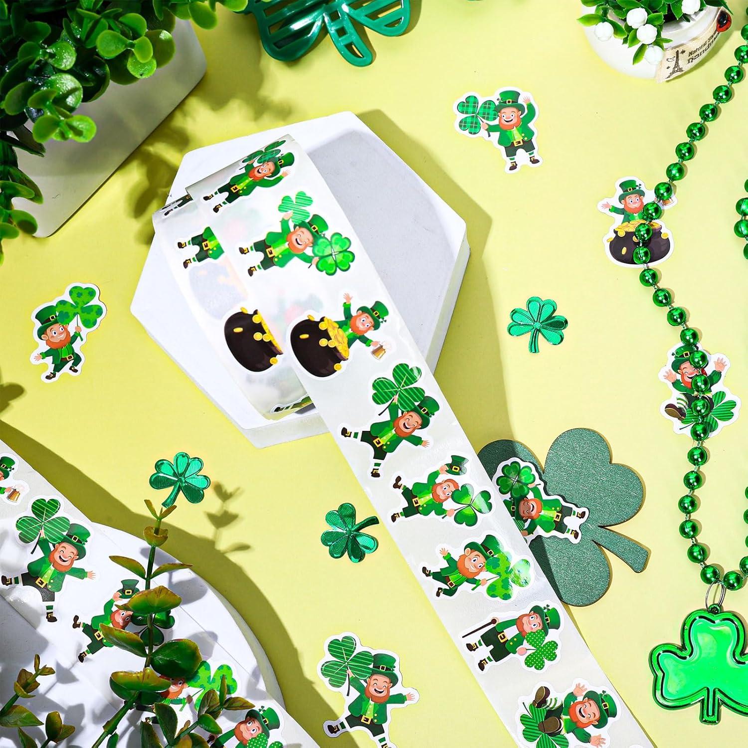 imageWhaline 1000Pcs Fall Pumpkins Stickers for Kids Thanksgiving Fall Cute Pumpkins Sticker with Funny Expressions Cartoon Pumpkin Shape Adhesive Stickers for Autumn Thanksgiving Party Supplies 8 DesignSt Patricks Day