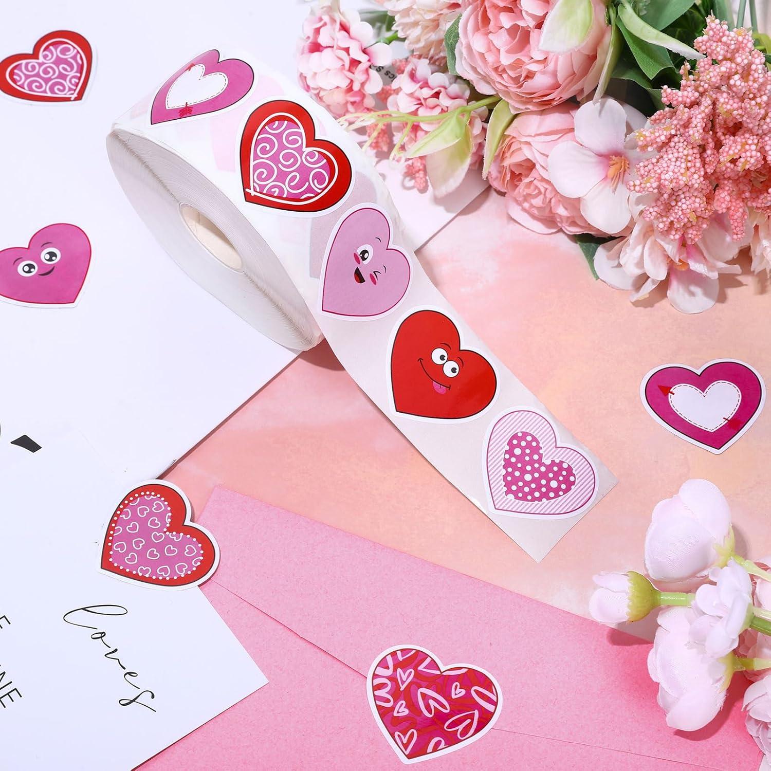 imageWhaline 1000Pcs Fall Pumpkins Stickers for Kids Thanksgiving Fall Cute Pumpkins Sticker with Funny Expressions Cartoon Pumpkin Shape Adhesive Stickers for Autumn Thanksgiving Party Supplies 8 DesignValentines Day Heart