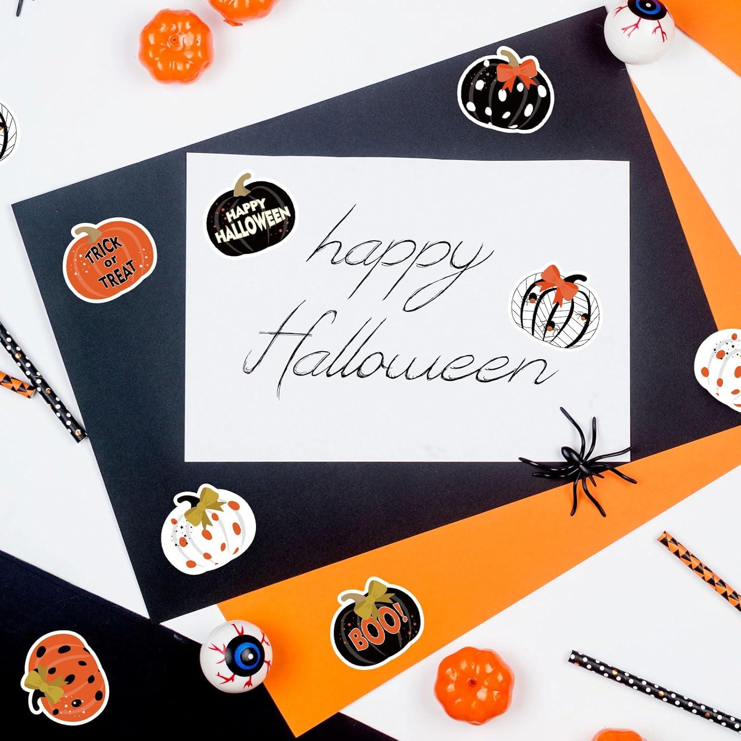 imageWhaline 1000Pcs Fall Pumpkins Stickers for Kids Thanksgiving Fall Cute Pumpkins Sticker with Funny Expressions Cartoon Pumpkin Shape Adhesive Stickers for Autumn Thanksgiving Party Supplies 8 DesignHalloween Pumpkin