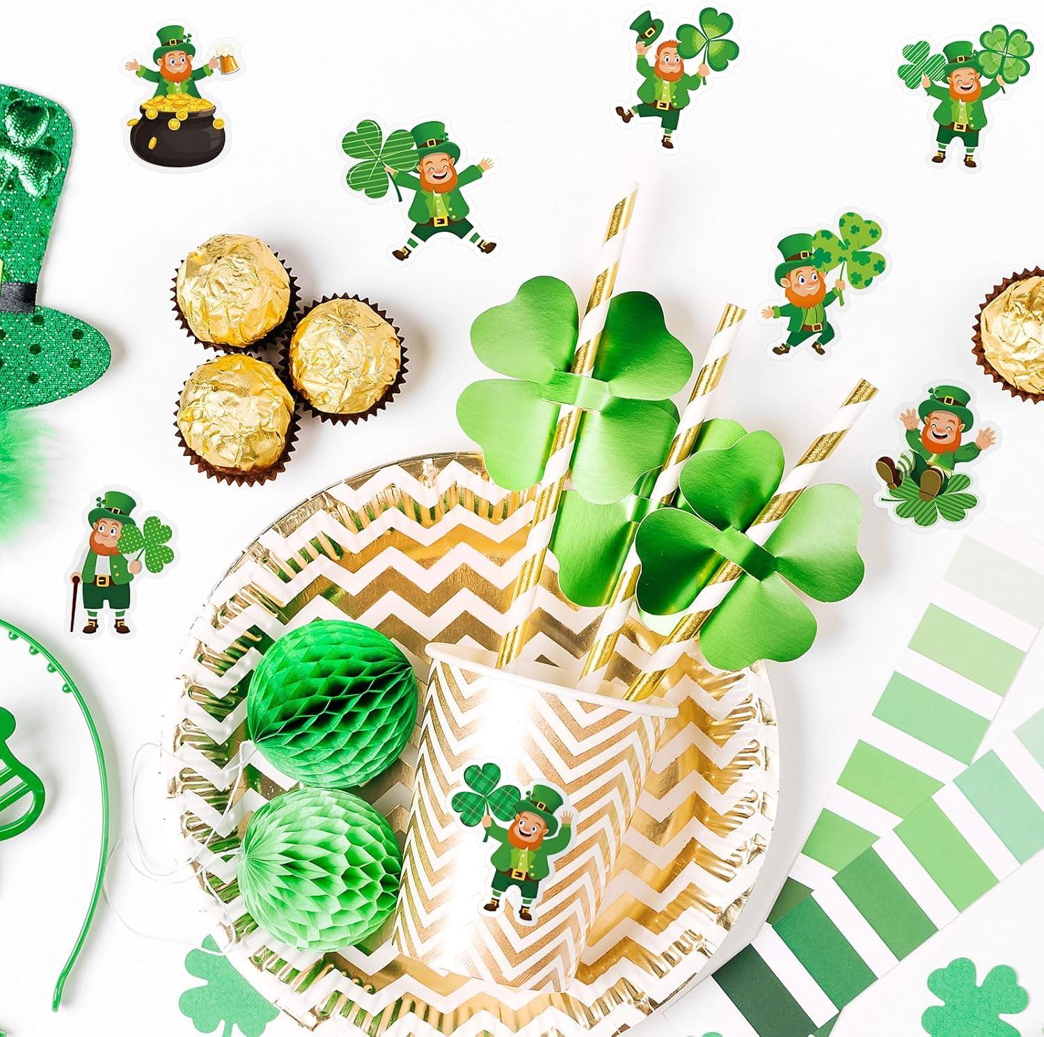 imageWhaline 1000Pcs Fall Pumpkins Stickers for Kids Thanksgiving Fall Cute Pumpkins Sticker with Funny Expressions Cartoon Pumpkin Shape Adhesive Stickers for Autumn Thanksgiving Party Supplies 8 DesignSt Patricks Day