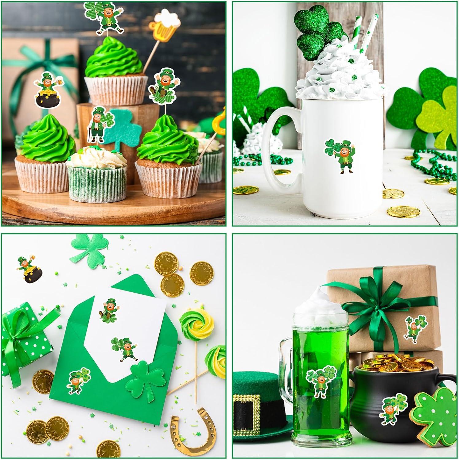 imageWhaline 1000Pcs Fall Pumpkins Stickers for Kids Thanksgiving Fall Cute Pumpkins Sticker with Funny Expressions Cartoon Pumpkin Shape Adhesive Stickers for Autumn Thanksgiving Party Supplies 8 DesignSt Patricks Day