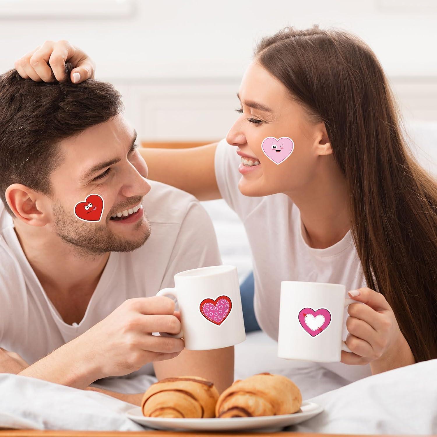 imageWhaline 1000Pcs Fall Pumpkins Stickers for Kids Thanksgiving Fall Cute Pumpkins Sticker with Funny Expressions Cartoon Pumpkin Shape Adhesive Stickers for Autumn Thanksgiving Party Supplies 8 DesignValentines Day Heart