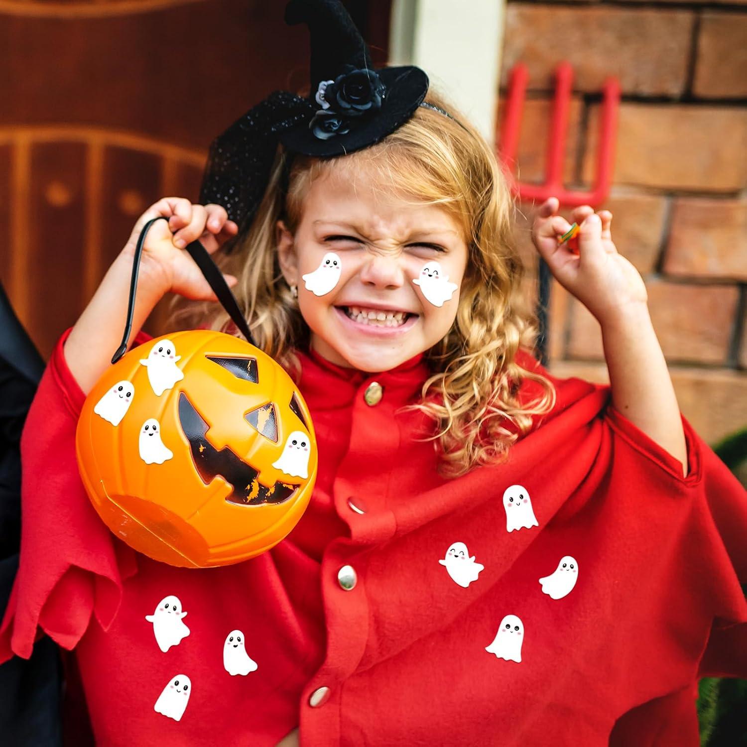 imageWhaline 1000Pcs Fall Thanksgiving Pumpkin Stickers Roll Pumpkin Shaped Decals Colorful Buffalo Plaid Pumpkin Pattern SelfAdhesive Sticker Autumn Sealing Labels for Fall Harvest Party Supply 8 DesignGhost