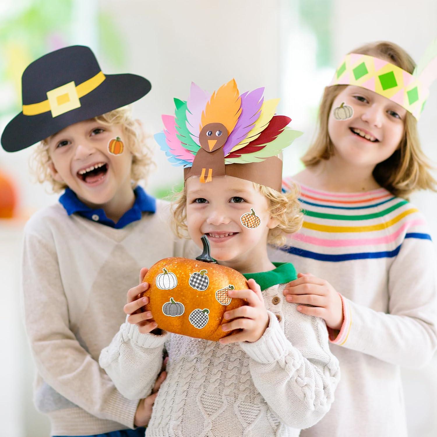 imageWhaline 1000Pcs Fall Thanksgiving Pumpkin Stickers Roll Pumpkin Shaped Decals Colorful Buffalo Plaid Pumpkin Pattern SelfAdhesive Sticker Autumn Sealing Labels for Fall Harvest Party Supply 8 DesignPumpkin 1