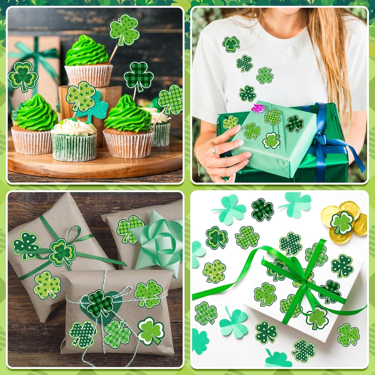 imageWhaline 1000Pcs Fall Thanksgiving Pumpkin Stickers Roll Pumpkin Shaped Decals Colorful Buffalo Plaid Pumpkin Pattern SelfAdhesive Sticker Autumn Sealing Labels for Fall Harvest Party Supply 8 DesignShamrock