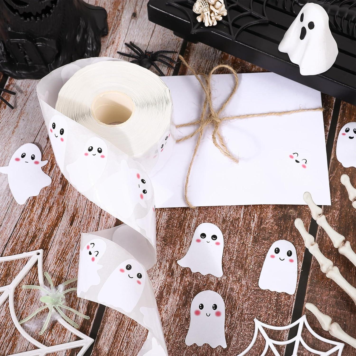 imageWhaline 1000Pcs Fall Thanksgiving Pumpkin Stickers Roll Pumpkin Shaped Decals Colorful Buffalo Plaid Pumpkin Pattern SelfAdhesive Sticker Autumn Sealing Labels for Fall Harvest Party Supply 8 DesignGhost