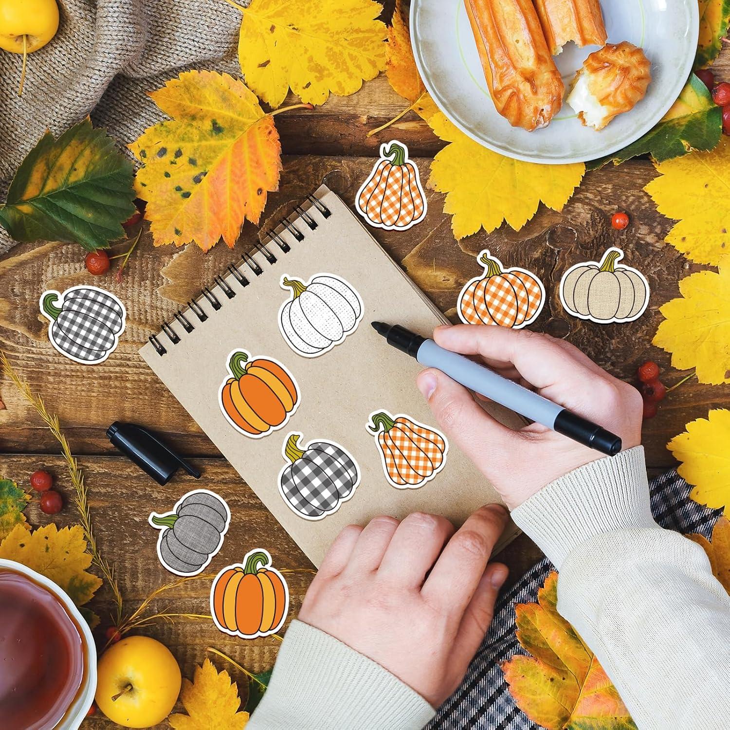 imageWhaline 1000Pcs Fall Thanksgiving Pumpkin Stickers Roll Pumpkin Shaped Decals Colorful Buffalo Plaid Pumpkin Pattern SelfAdhesive Sticker Autumn Sealing Labels for Fall Harvest Party Supply 8 DesignPumpkin 1