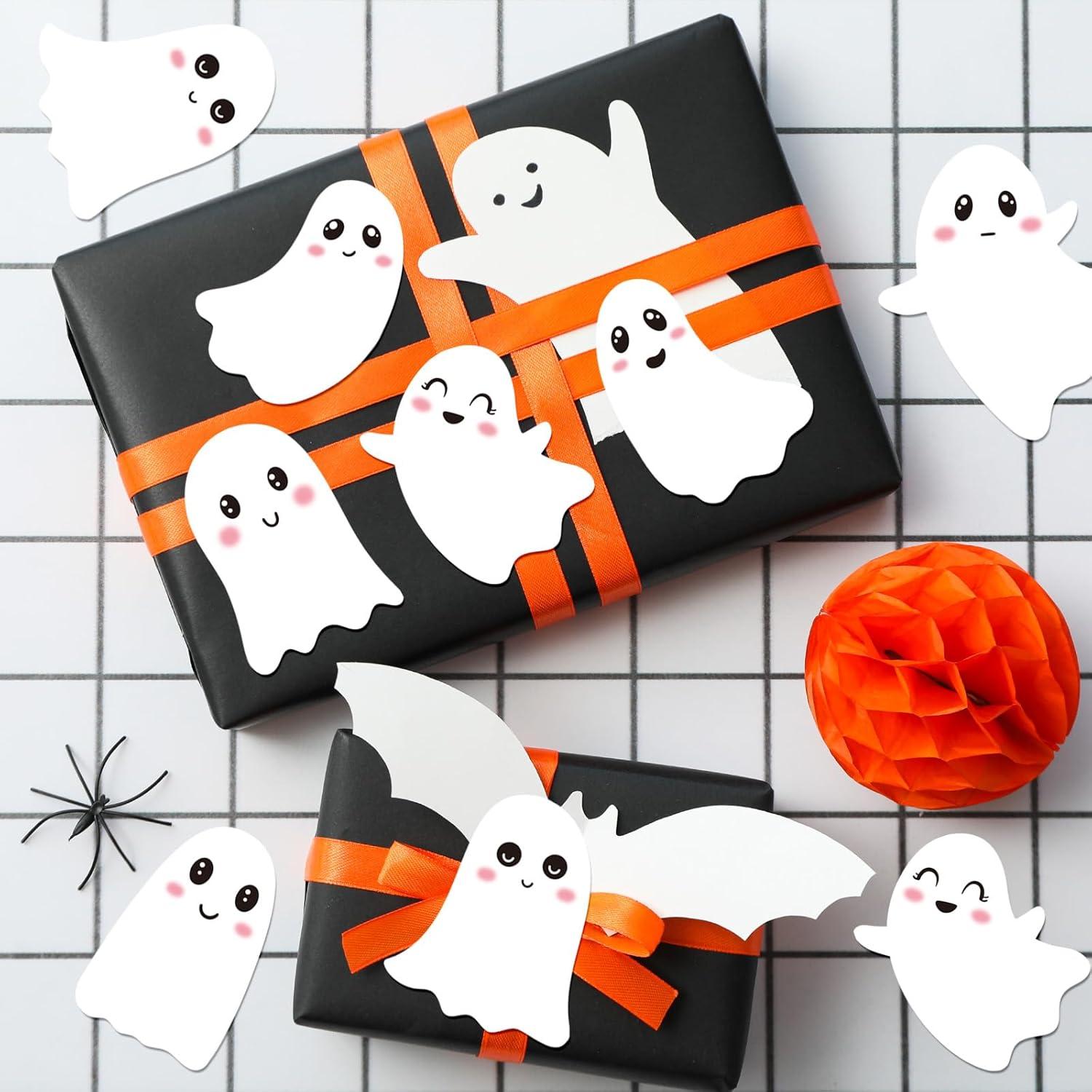 imageWhaline 1000Pcs Fall Thanksgiving Pumpkin Stickers Roll Pumpkin Shaped Decals Colorful Buffalo Plaid Pumpkin Pattern SelfAdhesive Sticker Autumn Sealing Labels for Fall Harvest Party Supply 8 DesignGhost