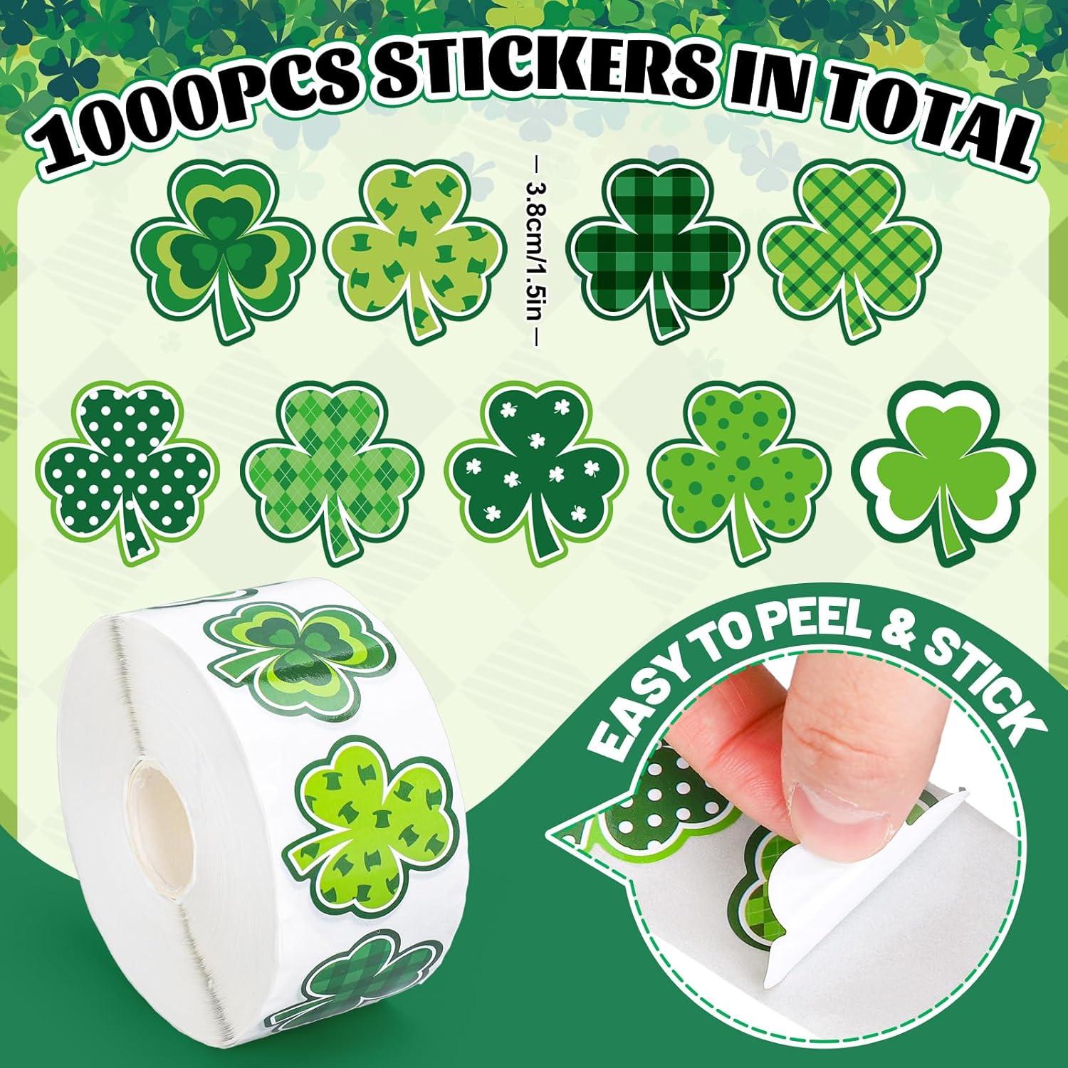 imageWhaline 1000Pcs Fall Thanksgiving Pumpkin Stickers Roll Pumpkin Shaped Decals Colorful Buffalo Plaid Pumpkin Pattern SelfAdhesive Sticker Autumn Sealing Labels for Fall Harvest Party Supply 8 DesignShamrock