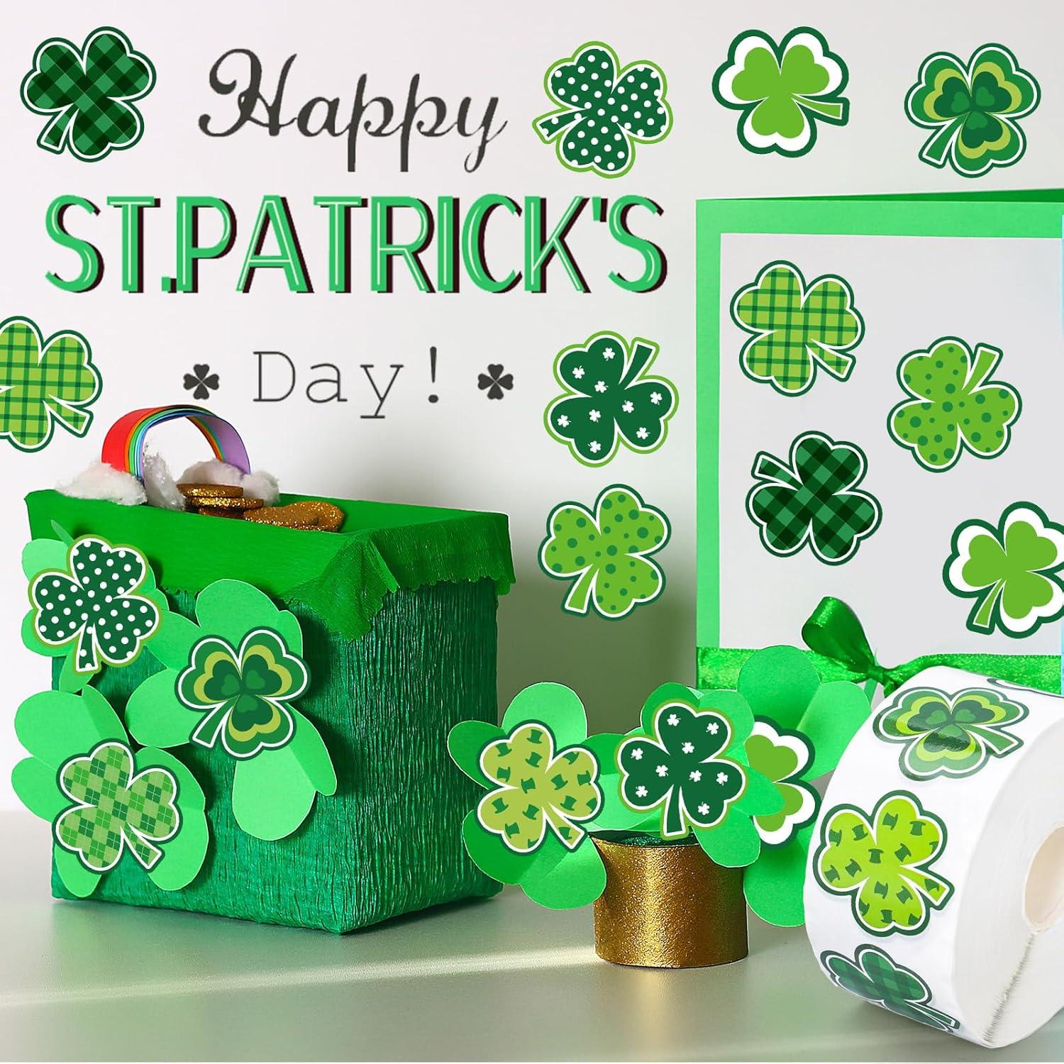 imageWhaline 1000Pcs Fall Thanksgiving Pumpkin Stickers Roll Pumpkin Shaped Decals Colorful Buffalo Plaid Pumpkin Pattern SelfAdhesive Sticker Autumn Sealing Labels for Fall Harvest Party Supply 8 DesignShamrock