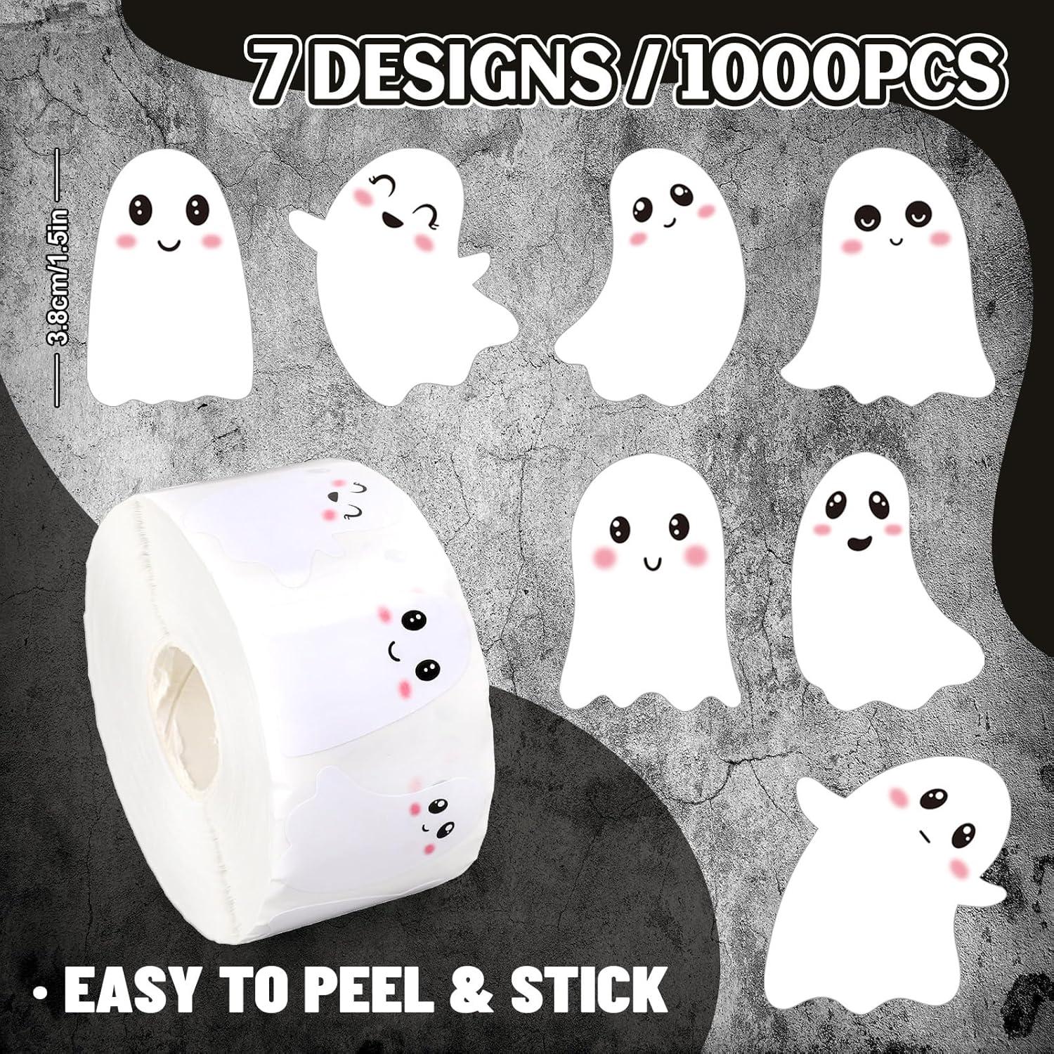 imageWhaline 1000Pcs Fall Thanksgiving Pumpkin Stickers Roll Pumpkin Shaped Decals Colorful Buffalo Plaid Pumpkin Pattern SelfAdhesive Sticker Autumn Sealing Labels for Fall Harvest Party Supply 8 DesignGhost