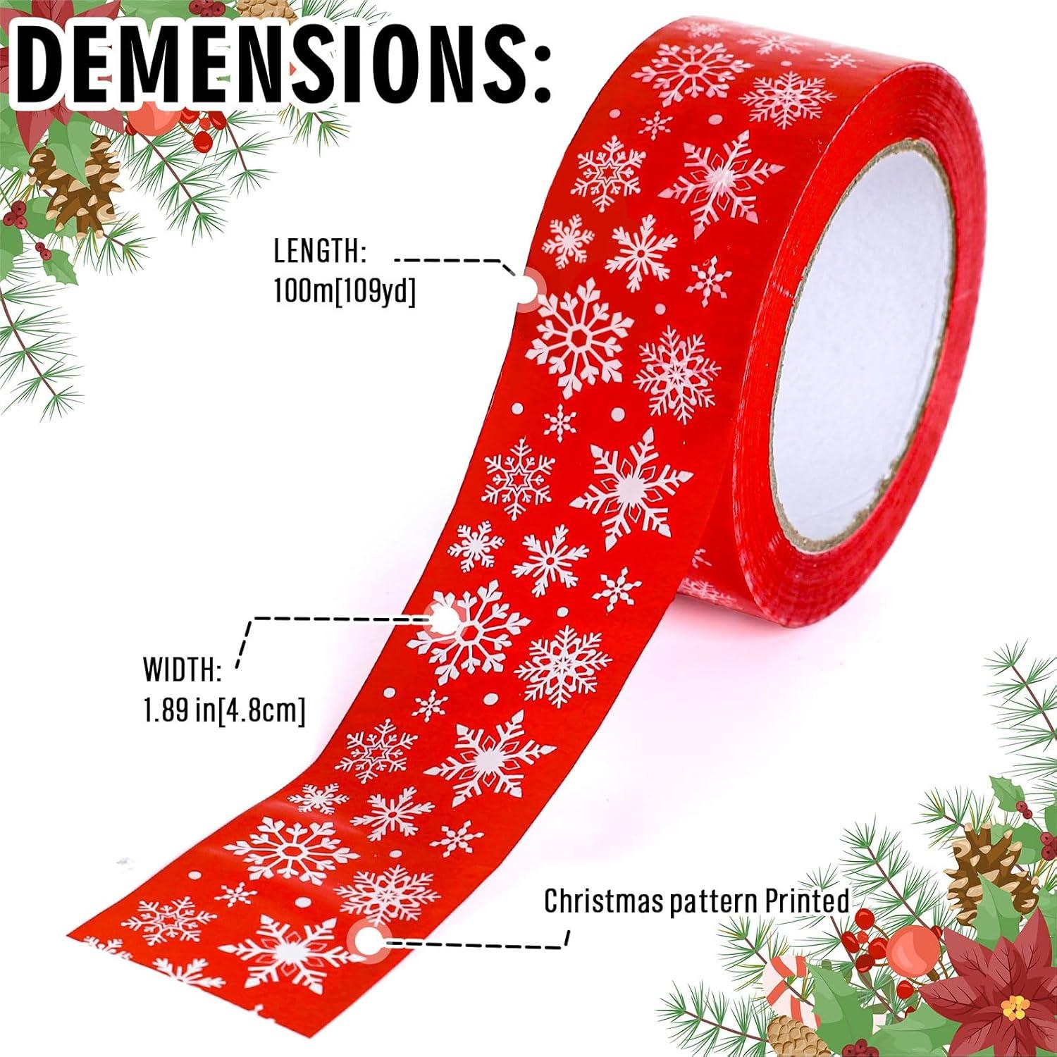 imageWhaline 109 Yard Halloween Packaging Tape Black Spider Web Bat Spider Pattern Tape Waterproof Shipping Tape for Small Business DIY Crafts Box Carton DecorSnowflake