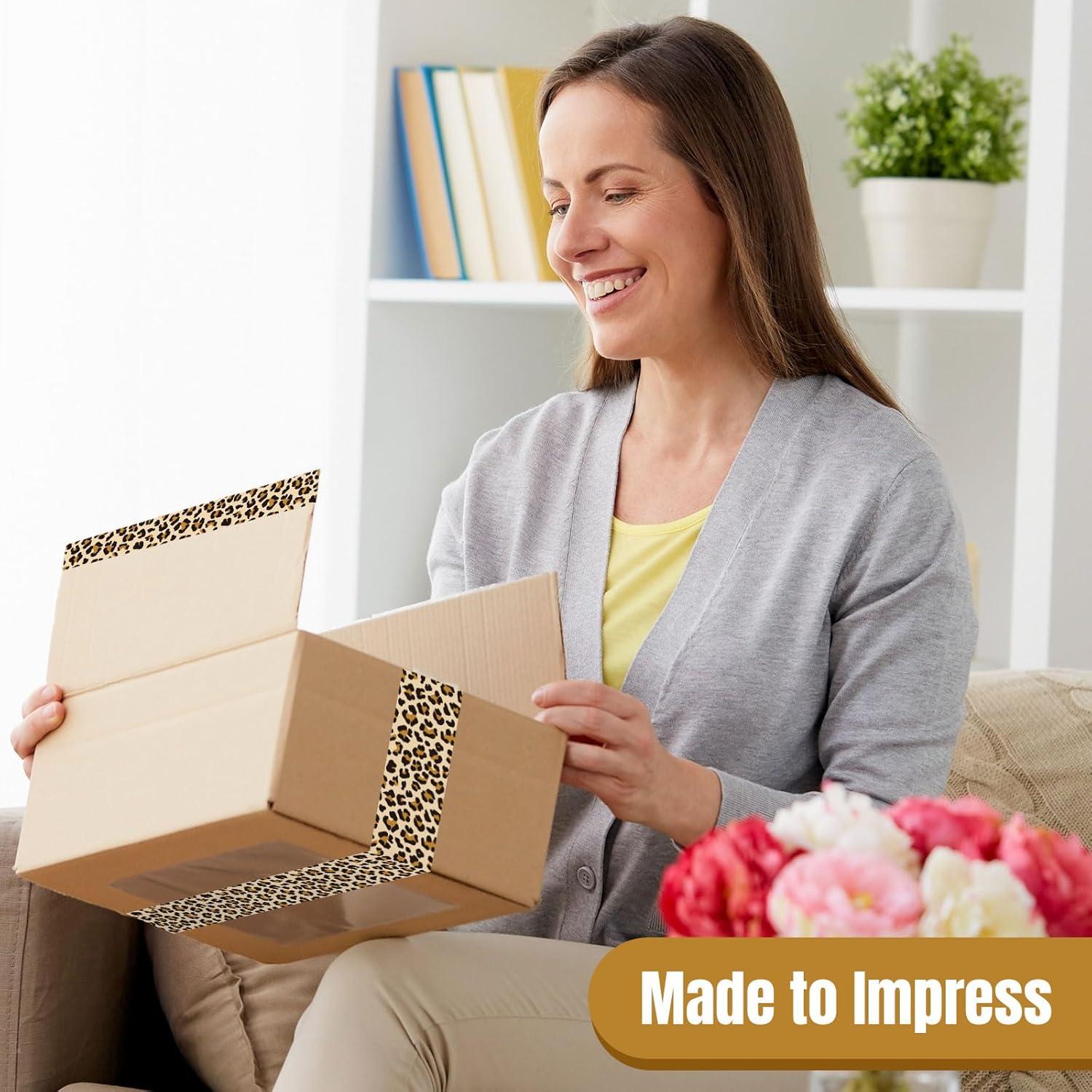 imageWhaline 109 Yard Halloween Packaging Tape Black Spider Web Bat Spider Pattern Tape Waterproof Shipping Tape for Small Business DIY Crafts Box Carton DecorLeopard Print