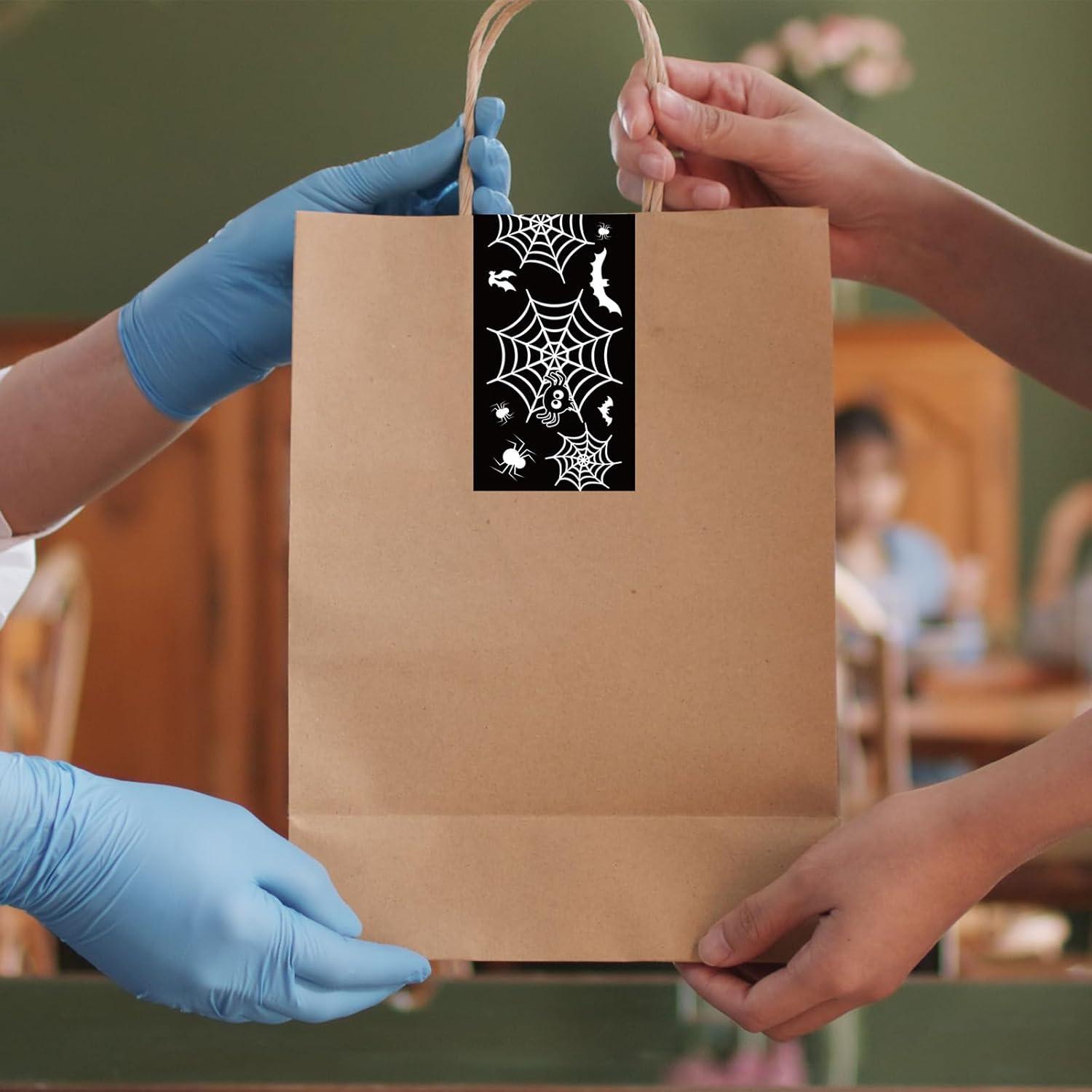 imageWhaline 109 Yard Halloween Packaging Tape Black Spider Web Bat Spider Pattern Tape Waterproof Shipping Tape for Small Business DIY Crafts Box Carton DecorBlack Spider Web