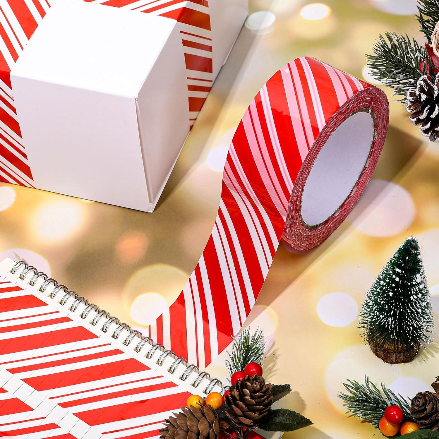 imageWhaline 109 Yard Halloween Packaging Tape Black Spider Web Bat Spider Pattern Tape Waterproof Shipping Tape for Small Business DIY Crafts Box Carton DecorRed and White Striped