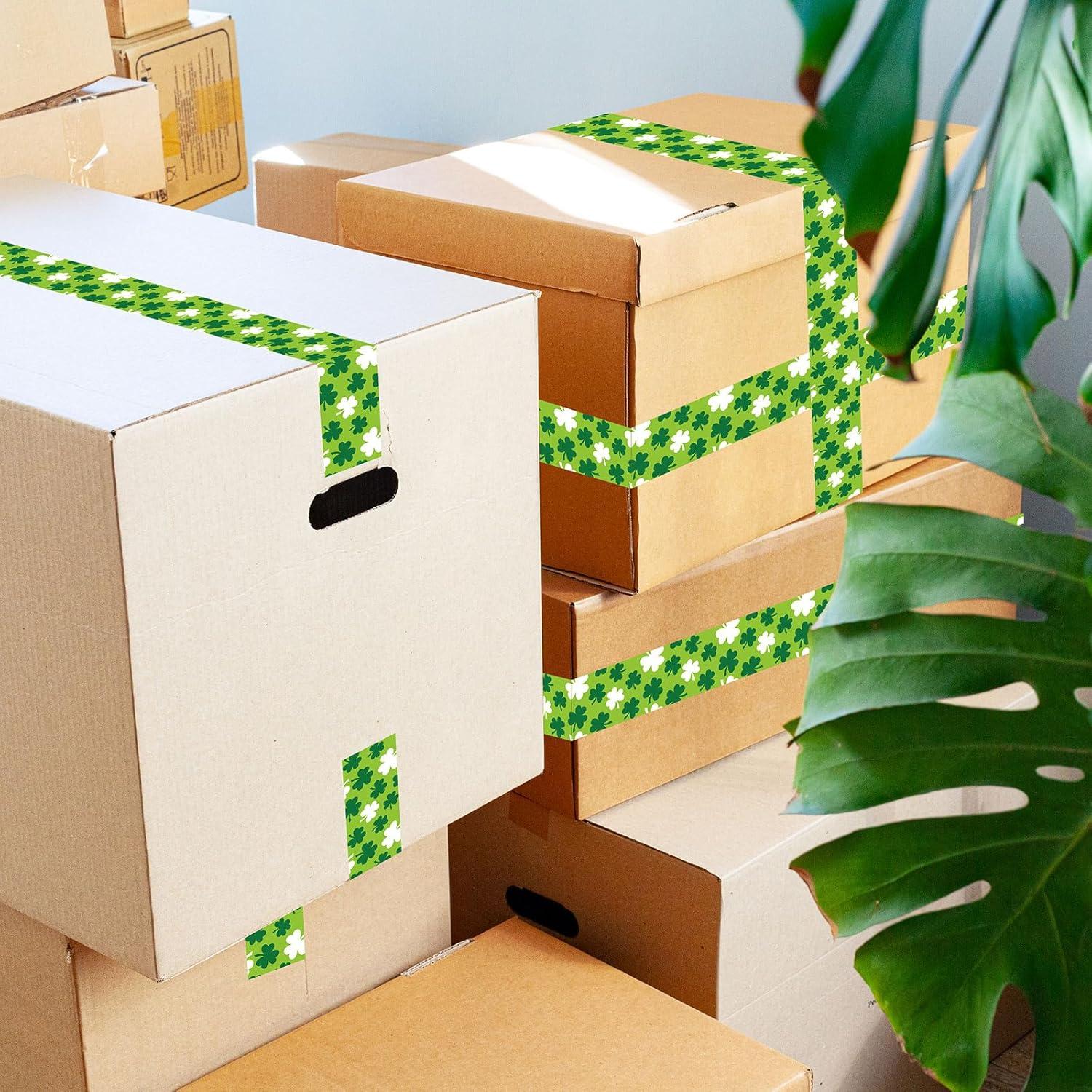 imageWhaline 109 Yard Halloween Packaging Tape Black Spider Web Bat Spider Pattern Tape Waterproof Shipping Tape for Small Business DIY Crafts Box Carton DecorShamrock