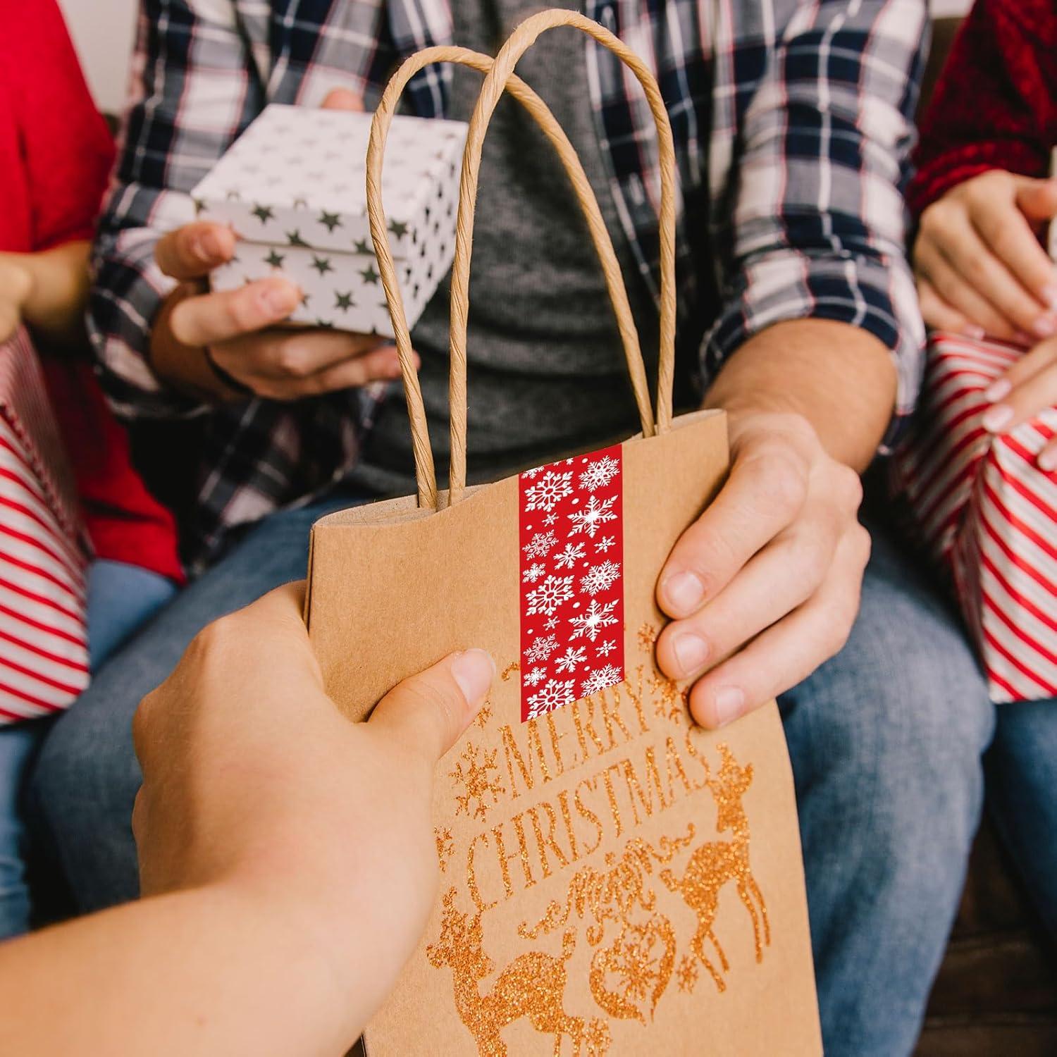 imageWhaline 109 Yard Halloween Packaging Tape Black Spider Web Bat Spider Pattern Tape Waterproof Shipping Tape for Small Business DIY Crafts Box Carton DecorSnowflake