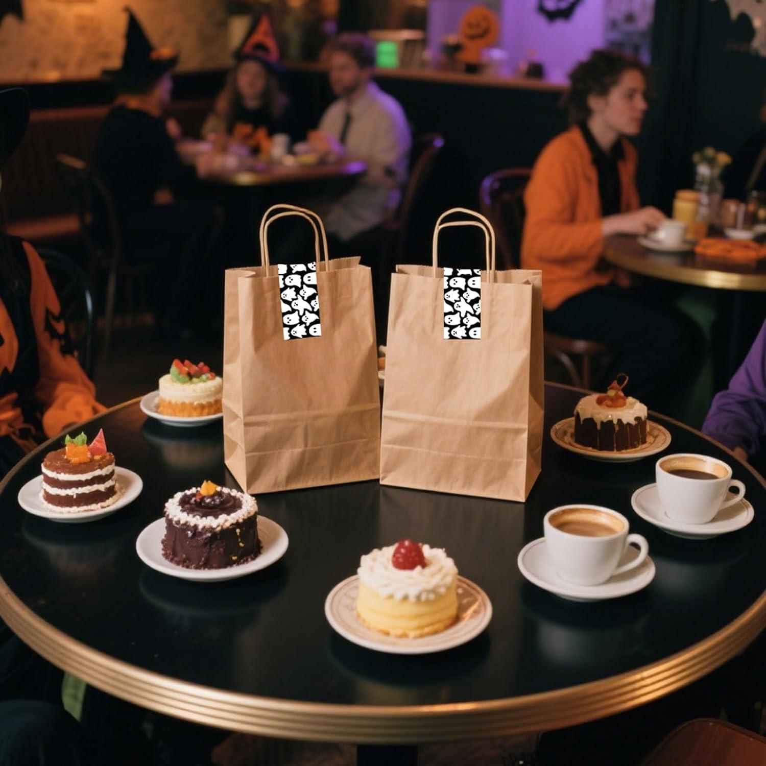 imageWhaline 109 Yard Halloween Packaging Tape Black Spider Web Bat Spider Pattern Tape Waterproof Shipping Tape for Small Business DIY Crafts Box Carton DecorBlack White Ghost