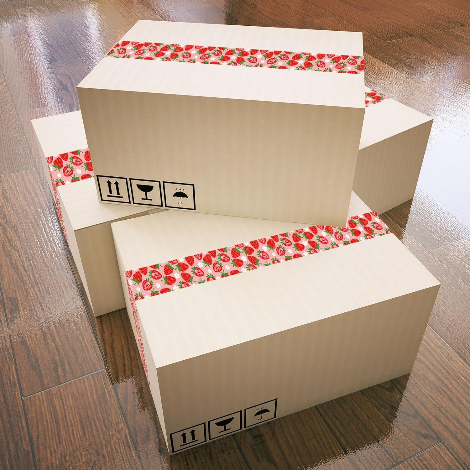 imageWhaline 109 Yard Halloween Packaging Tape Black Spider Web Bat Spider Pattern Tape Waterproof Shipping Tape for Small Business DIY Crafts Box Carton DecorStrawberry