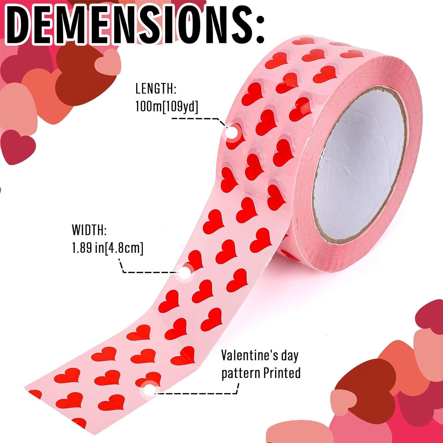 imageWhaline 109 Yard Halloween Packaging Tape Black Spider Web Bat Spider Pattern Tape Waterproof Shipping Tape for Small Business DIY Crafts Box Carton DecorPink Red Love Heart