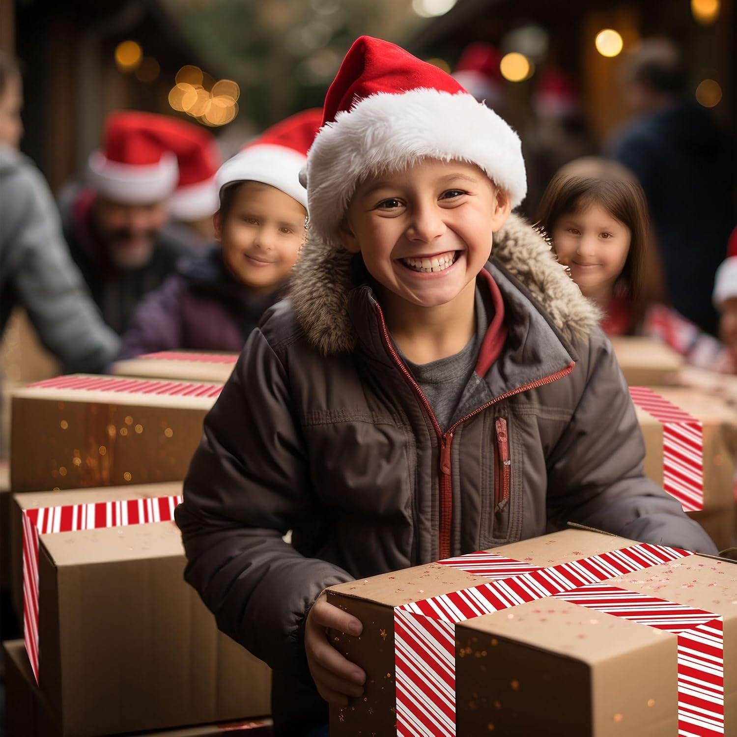 imageWhaline 109 Yard Halloween Packaging Tape Black Spider Web Bat Spider Pattern Tape Waterproof Shipping Tape for Small Business DIY Crafts Box Carton DecorRed and White Striped