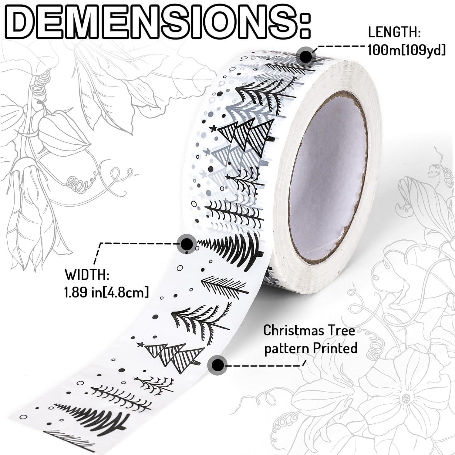 imageWhaline 109 Yard Halloween Packaging Tape Black Spider Web Bat Spider Pattern Tape Waterproof Shipping Tape for Small Business DIY Crafts Box Carton DecorChristmas Tree