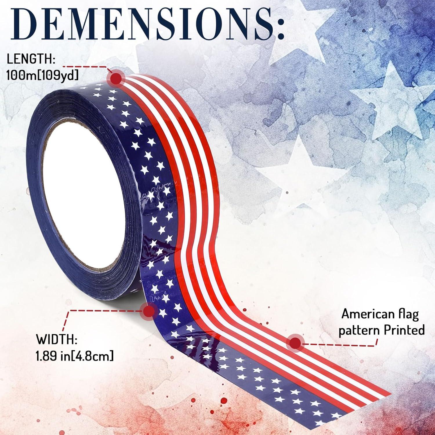 imageWhaline 109 Yard Halloween Packaging Tape Black Spider Web Bat Spider Pattern Tape Waterproof Shipping Tape for Small Business DIY Crafts Box Carton DecorPatriotic