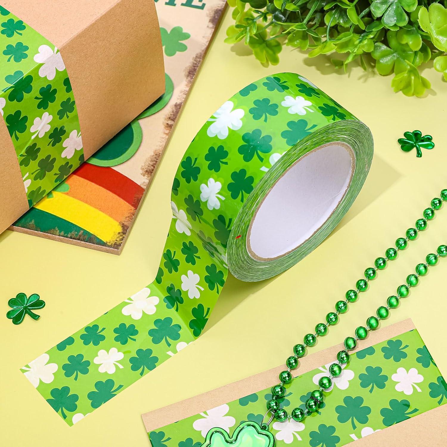 imageWhaline 109 Yard Halloween Packaging Tape Black Spider Web Bat Spider Pattern Tape Waterproof Shipping Tape for Small Business DIY Crafts Box Carton DecorShamrock