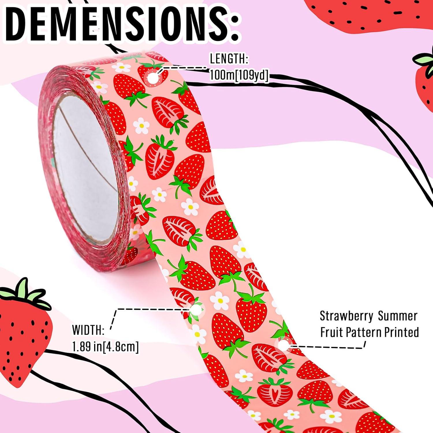 imageWhaline 109 Yard Halloween Packaging Tape Black Spider Web Bat Spider Pattern Tape Waterproof Shipping Tape for Small Business DIY Crafts Box Carton DecorStrawberry