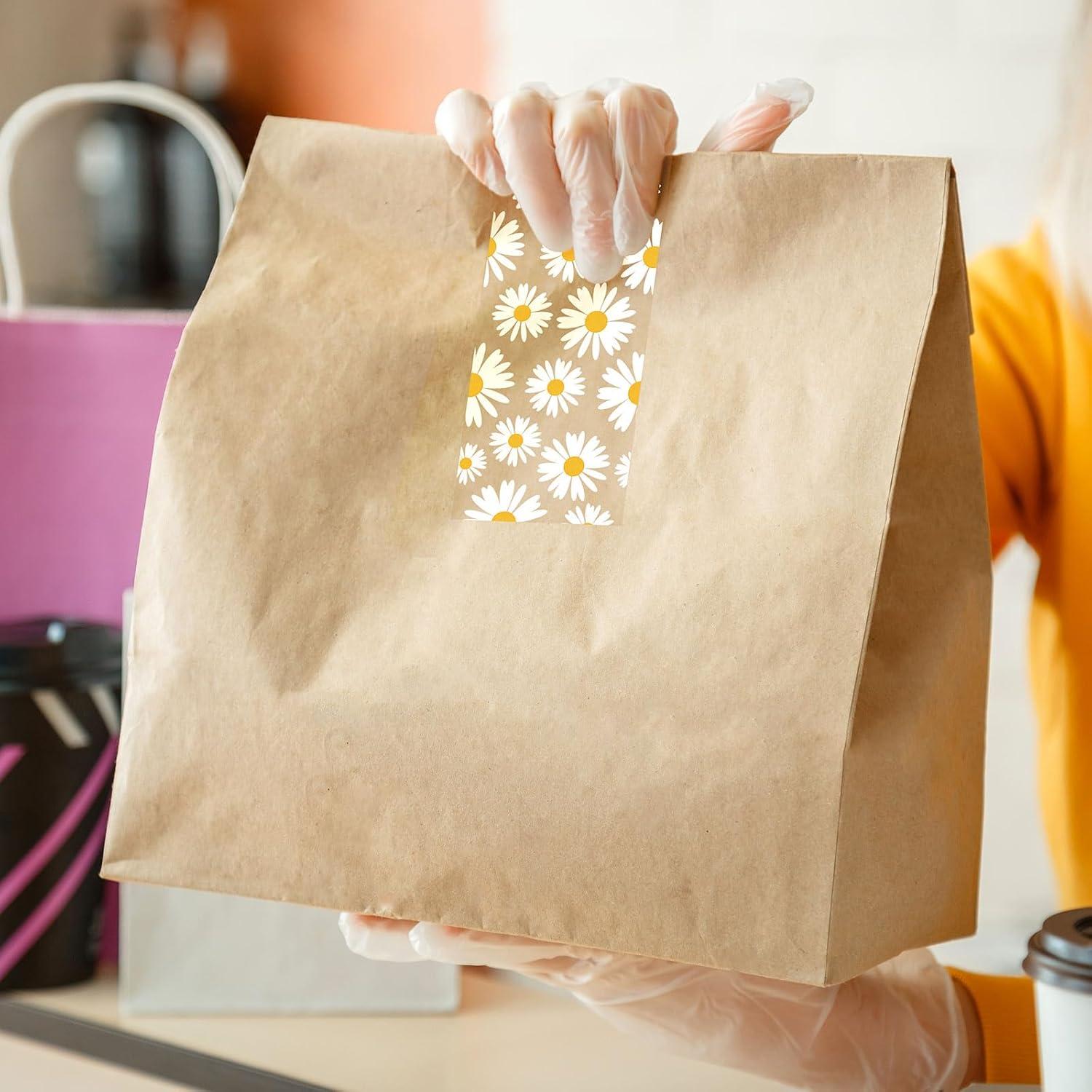 imageWhaline 109 Yard Halloween Packaging Tape Black Spider Web Bat Spider Pattern Tape Waterproof Shipping Tape for Small Business DIY Crafts Box Carton DecorWhite Daisy