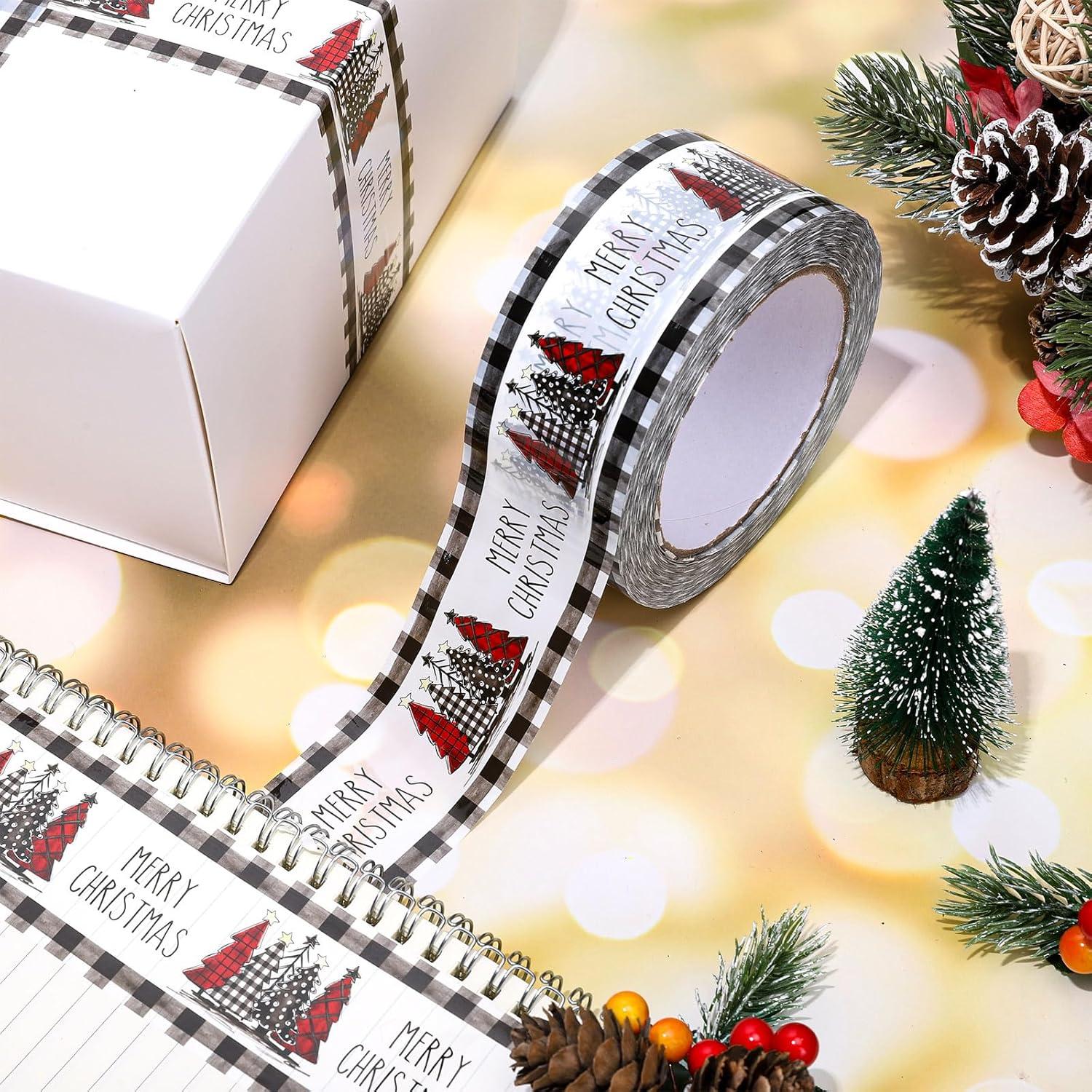 imageWhaline 109 Yard Halloween Packaging Tape Black Spider Web Bat Spider Pattern Tape Waterproof Shipping Tape for Small Business DIY Crafts Box Carton DecorPlaid Xmas Tree