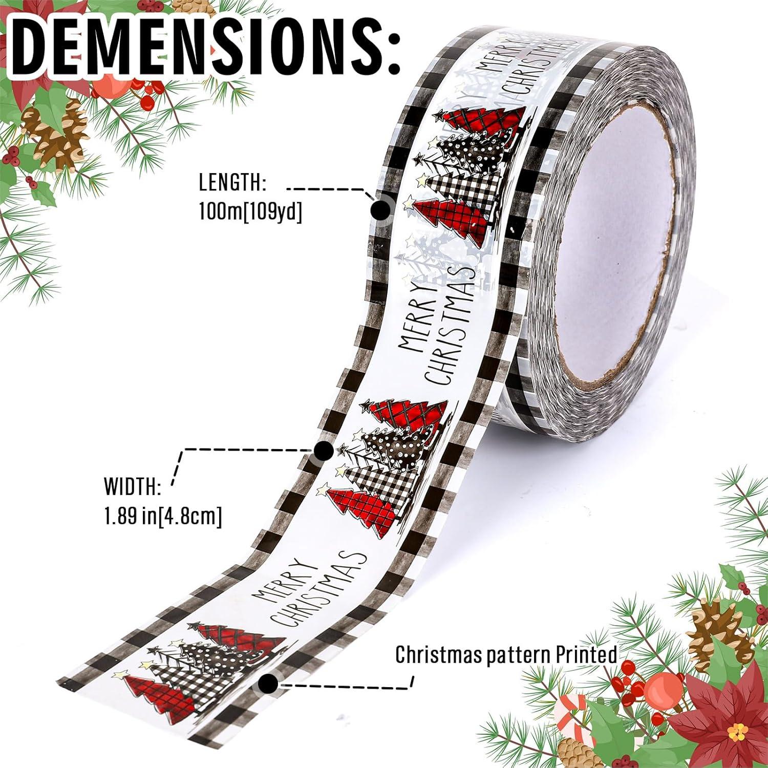 imageWhaline 109 Yard Halloween Packaging Tape Black Spider Web Bat Spider Pattern Tape Waterproof Shipping Tape for Small Business DIY Crafts Box Carton DecorPlaid Xmas Tree