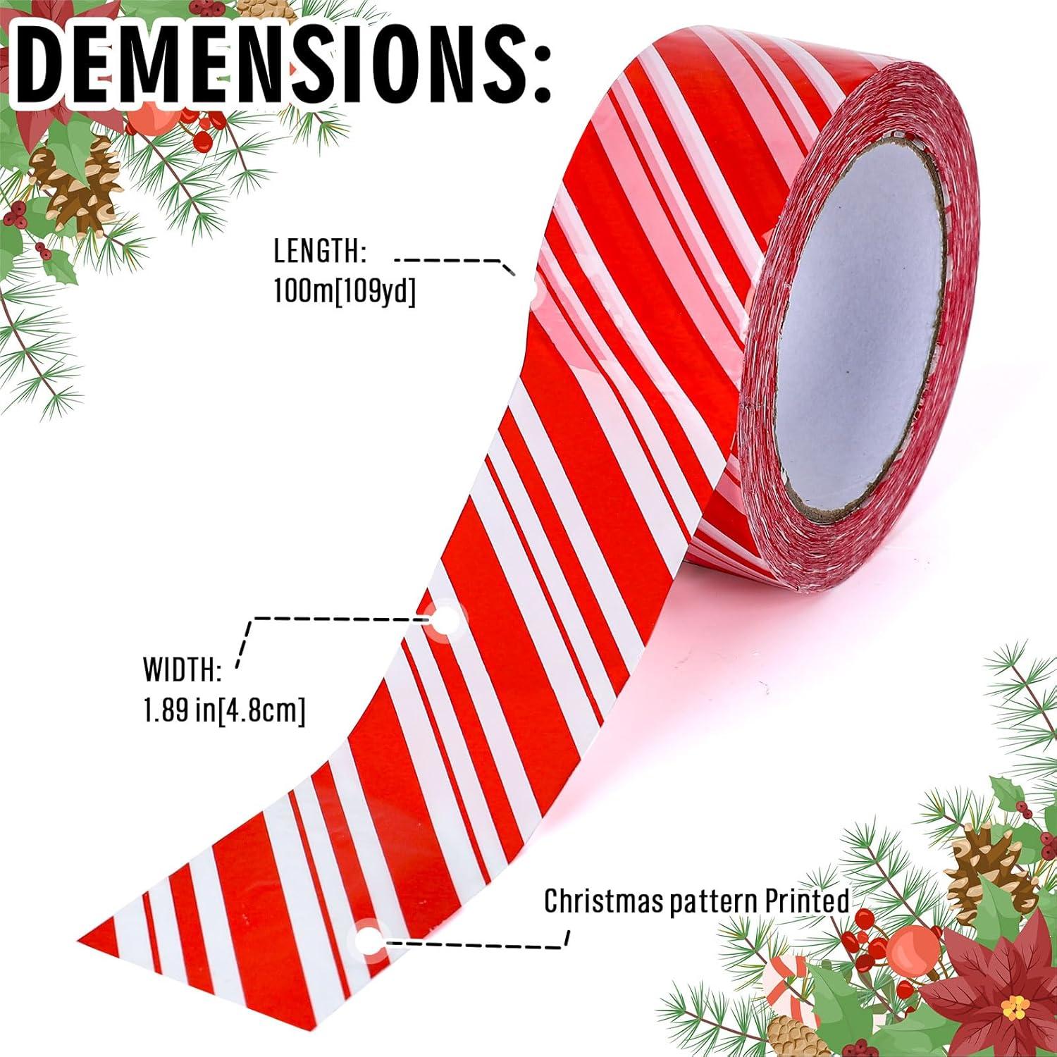 imageWhaline 109 Yard Halloween Packaging Tape Black Spider Web Bat Spider Pattern Tape Waterproof Shipping Tape for Small Business DIY Crafts Box Carton DecorRed and White Striped