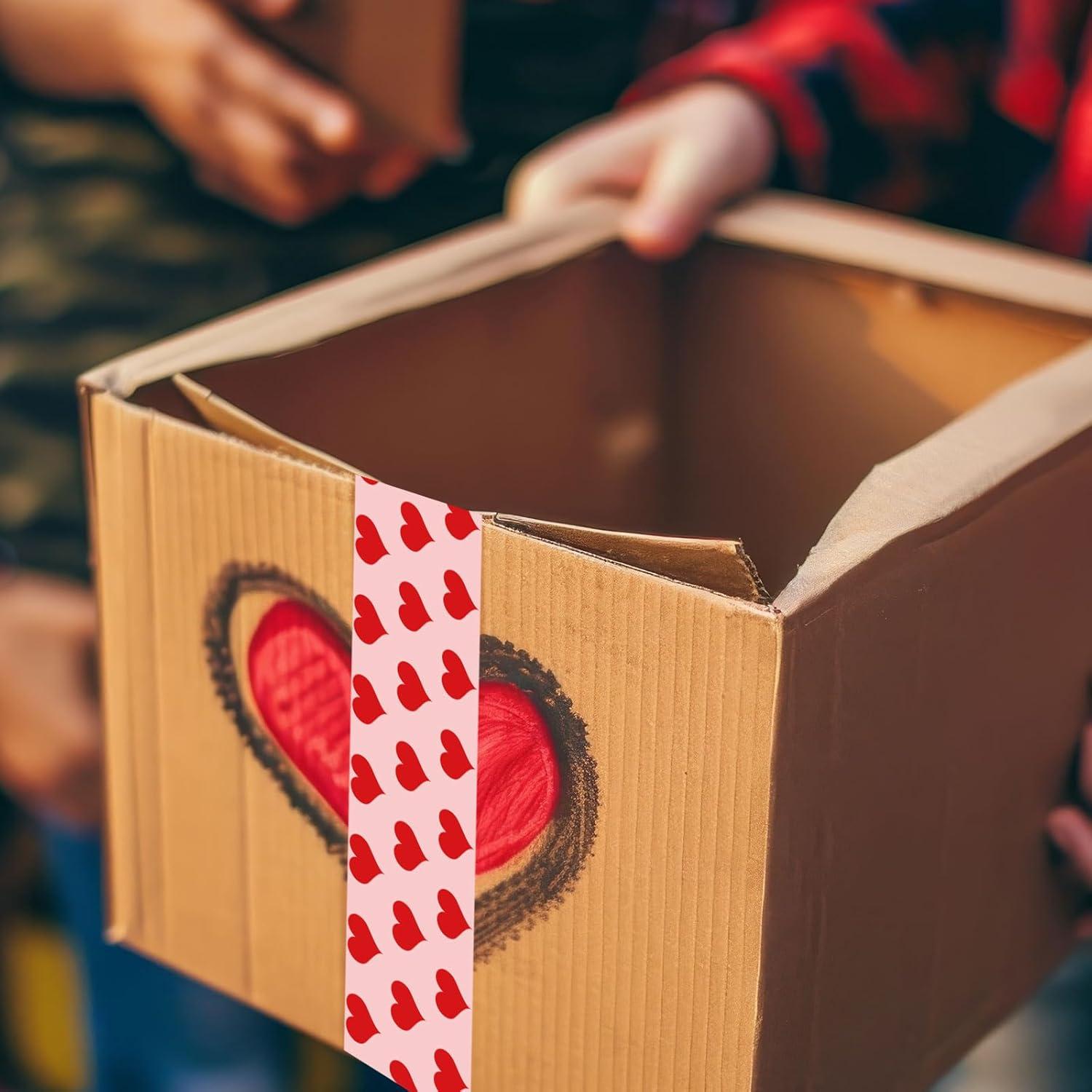 imageWhaline 109 Yard Halloween Packaging Tape Black Spider Web Bat Spider Pattern Tape Waterproof Shipping Tape for Small Business DIY Crafts Box Carton DecorPink Red Love Heart