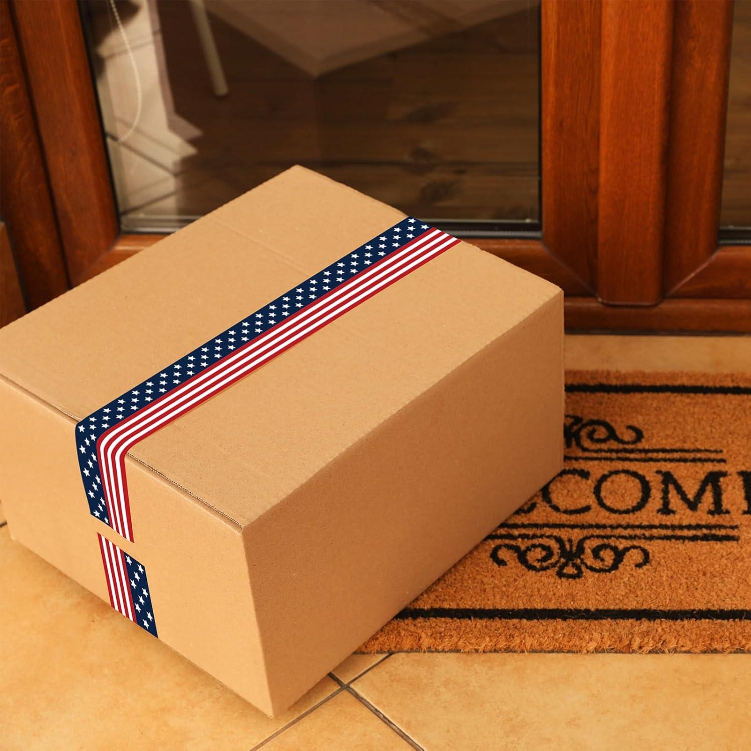 imageWhaline 109 Yard Halloween Packaging Tape Black Spider Web Bat Spider Pattern Tape Waterproof Shipping Tape for Small Business DIY Crafts Box Carton DecorPatriotic