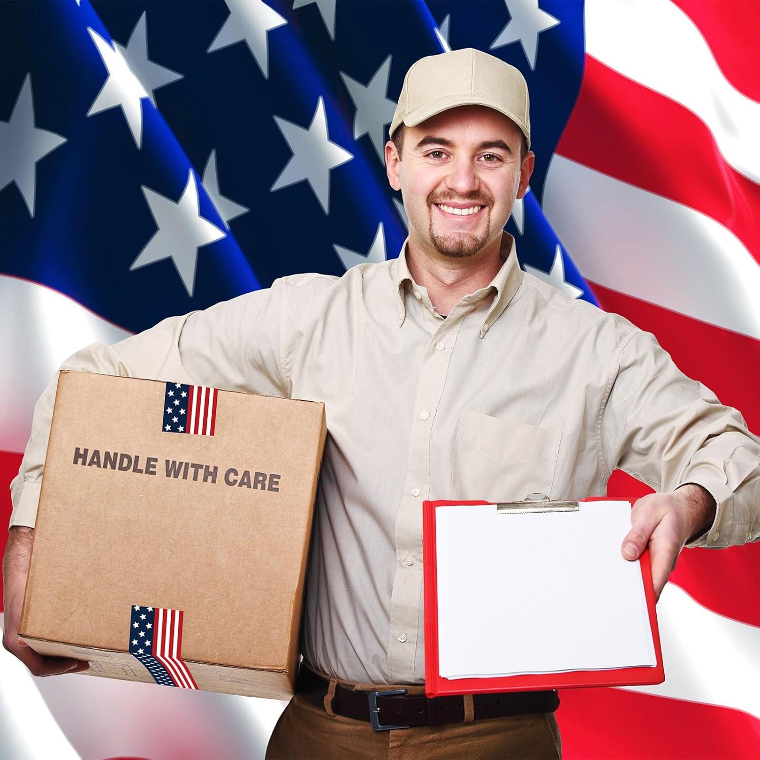 imageWhaline 109 Yard Halloween Packaging Tape Black Spider Web Bat Spider Pattern Tape Waterproof Shipping Tape for Small Business DIY Crafts Box Carton DecorPatriotic