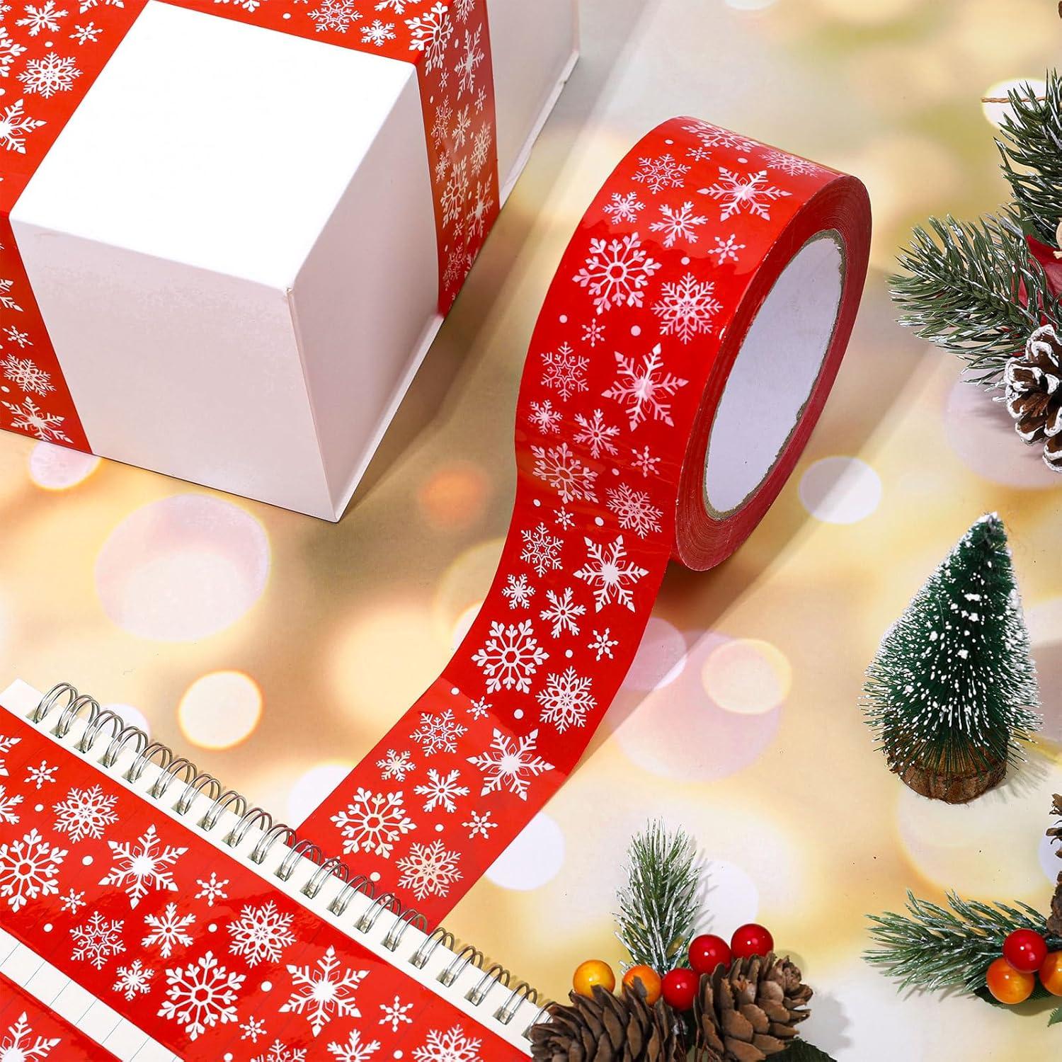 imageWhaline 109 Yard Halloween Packaging Tape Black Spider Web Bat Spider Pattern Tape Waterproof Shipping Tape for Small Business DIY Crafts Box Carton DecorSnowflake