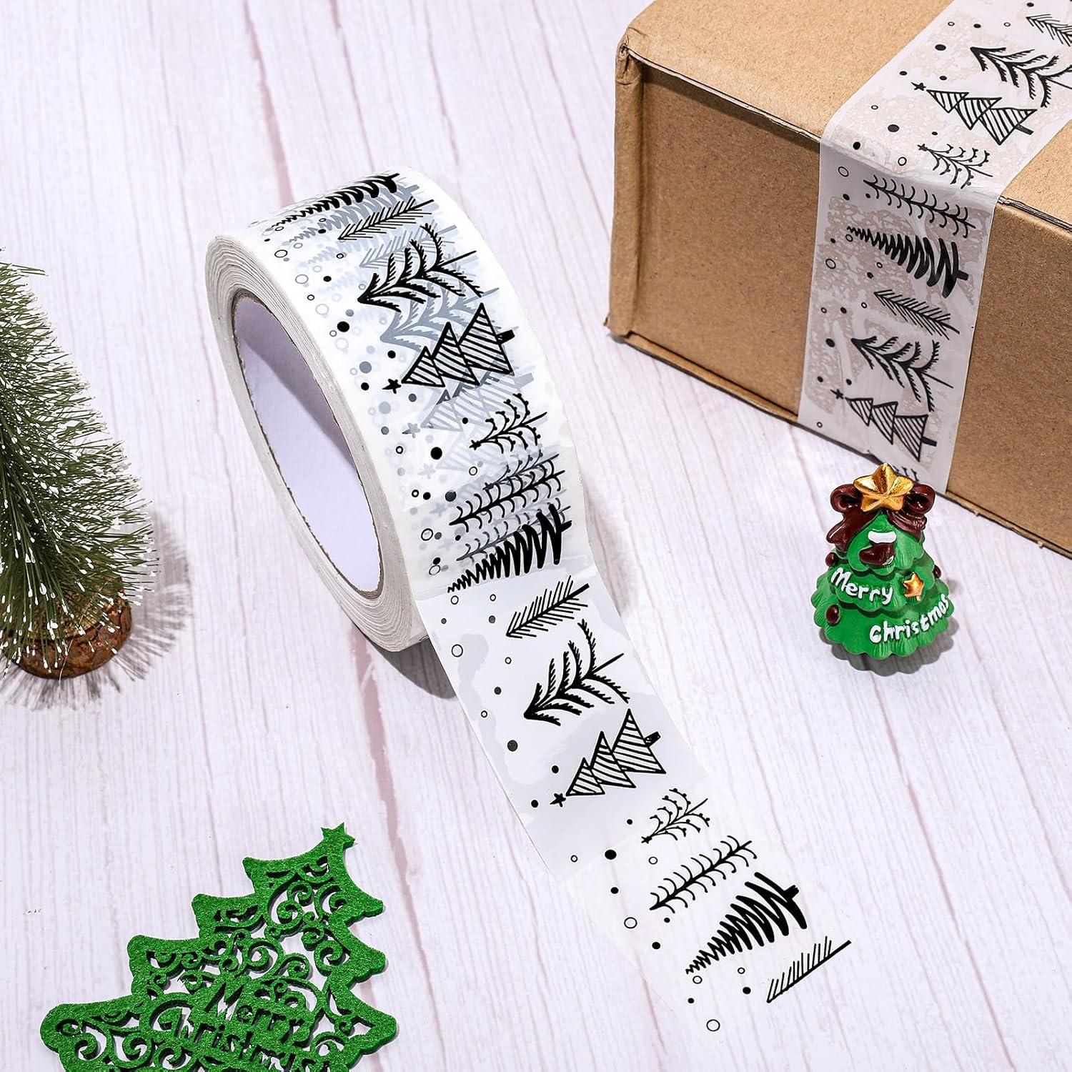 imageWhaline 109 Yard Halloween Packaging Tape Black Spider Web Bat Spider Pattern Tape Waterproof Shipping Tape for Small Business DIY Crafts Box Carton DecorChristmas Tree